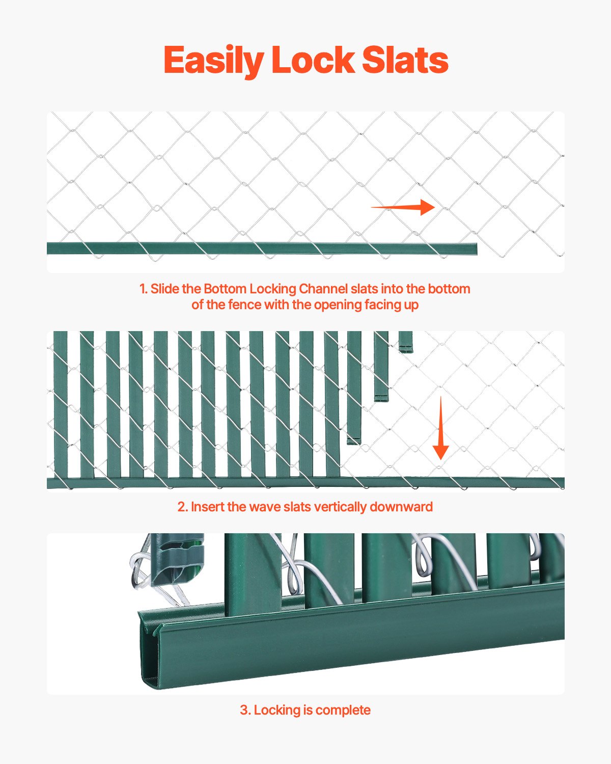 Bottom Locking Privacy Slats, Double-Wall Vertical Bottom-Locking Slats for Chain-Link Fence, High-Density HDPE Chain Link Slats Ideally Fit 4' High Fence for Garden, Farm, Sports Field(Green)