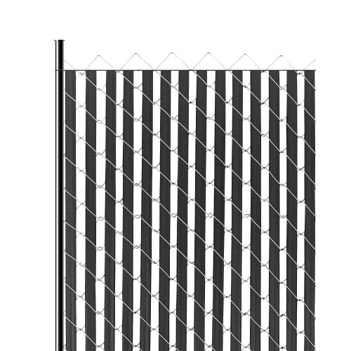 Bottom Locking Privacy Slats, Double-Wall Vertical Bottom-Locking Slats for Chain-Link Fence, High-Density HDPE Chain Link Slats Ideally Fit 6' High Fence for Garden, Farm, Sports Field(Black)