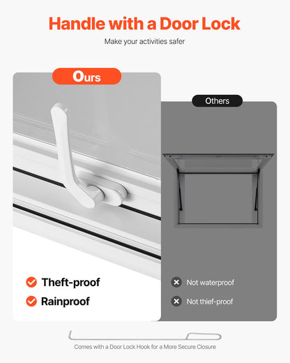 Verkaufsfenster 92x61 cm, Servicefenster aus Aluminiumlegierung für Imbisswagen, bis zu 85 Grad schwenkbares Standfenster mit 2 Schiebefenstern, Ausstelltür und Schlepphaken, für Verkaufsanhänger