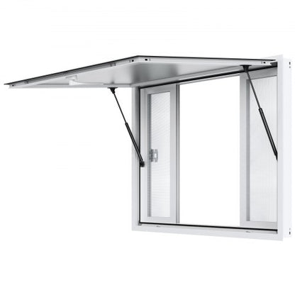 Concession Window for Food Truck, 48"x36" Aluminum Alloy Service Window, Up to 85 Degrees Serving Window with 4 Sliding Windows & Awning Door & Drag Hook, for Food Truck Concession Trailer