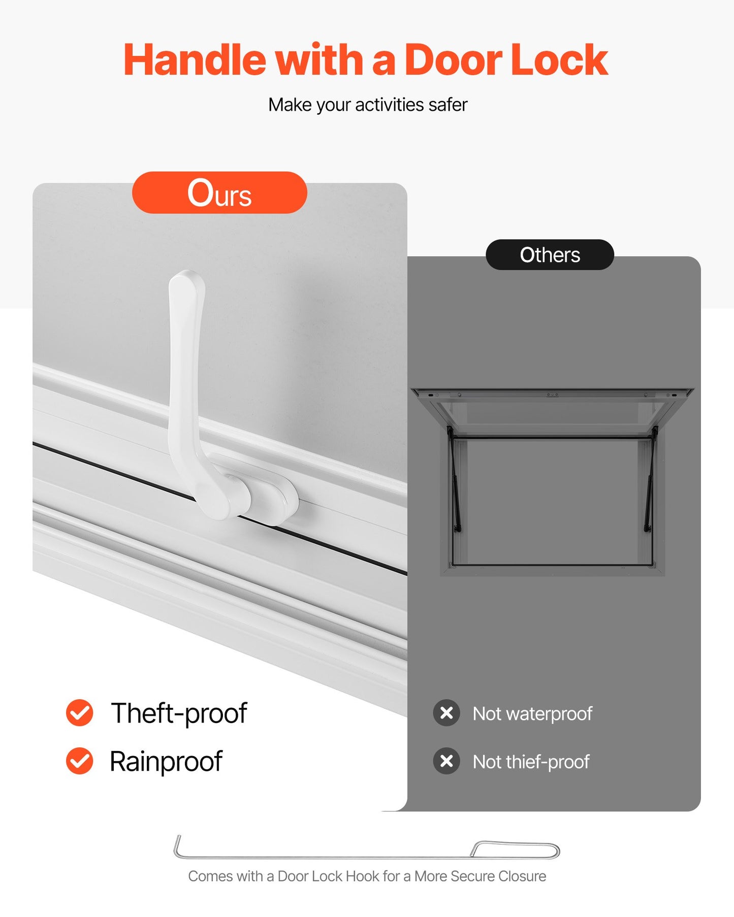 Verkaufsfenster 135x84 cm, Servicefenster aus Aluminiumlegierung für Imbisswagen, bis zu 85 Grad schwenkbares Standfenster mit 4 Schiebefenstern, Markisentür und Schlepphaken, für Verkaufsanhänger