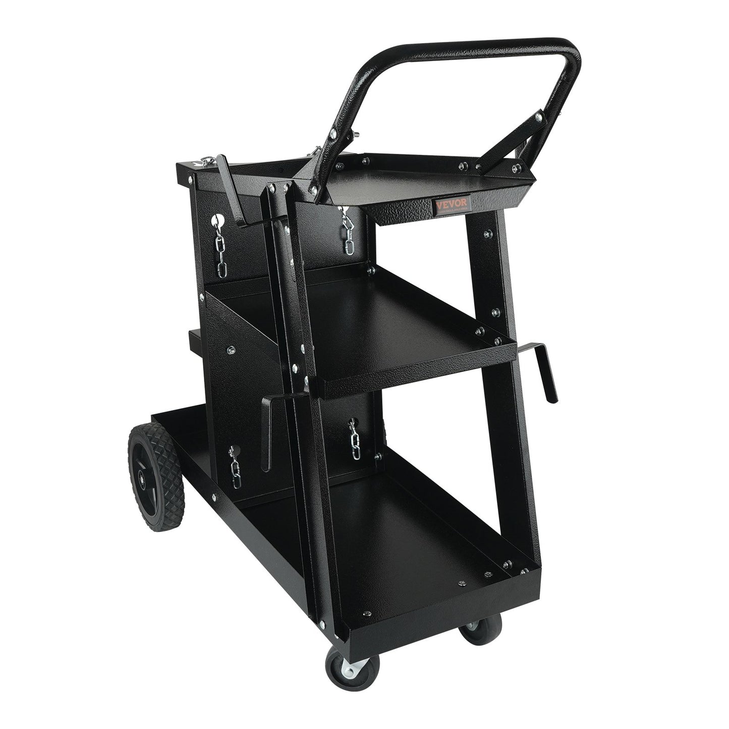 Welding Cart, 3-Tier Heavy Duty Welder Cart with 181.4kg Weight Capacity, 360° Swivel Wheels, Tank Storage Safety Chains, Rolling MIG Welder Cart for TIG, ARC, MMA, Plasma Cutter Welding Machine