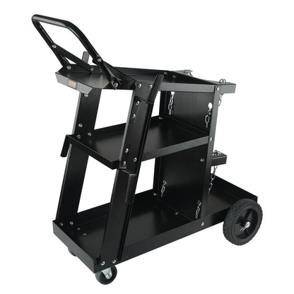 Welding Cart, 3-Tier Heavy Duty Welder Cart with 181.4kg Weight Capacity, 360° Swivel Wheels, Tank Storage Safety Chains, Rolling MIG Welder Cart for TIG, ARC, MMA, Plasma Cutter Welding Machine