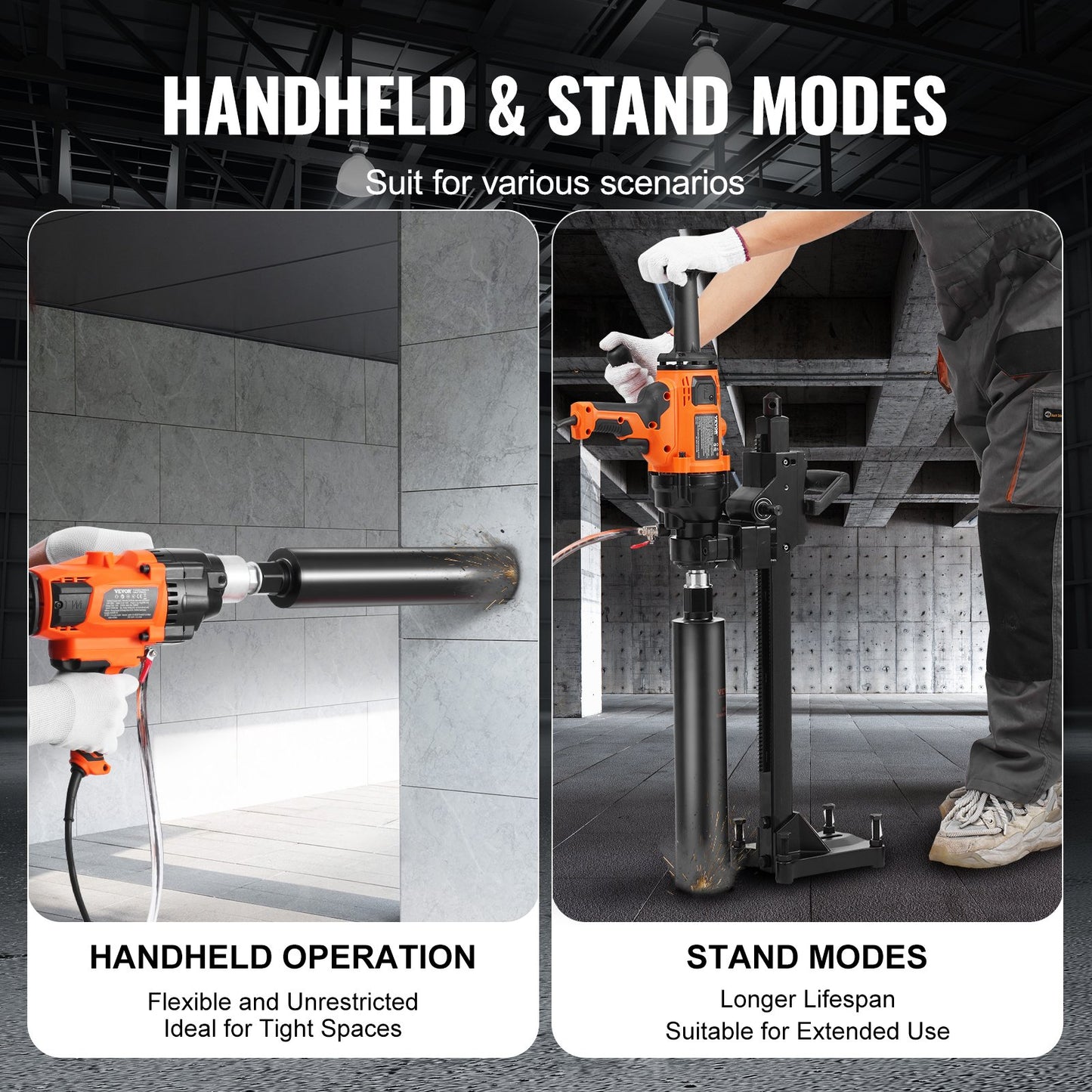 Kernbohrmaschine 2,03–18 cm Durchmesser, 2600 W, Hand- und Standkernbohrgerät