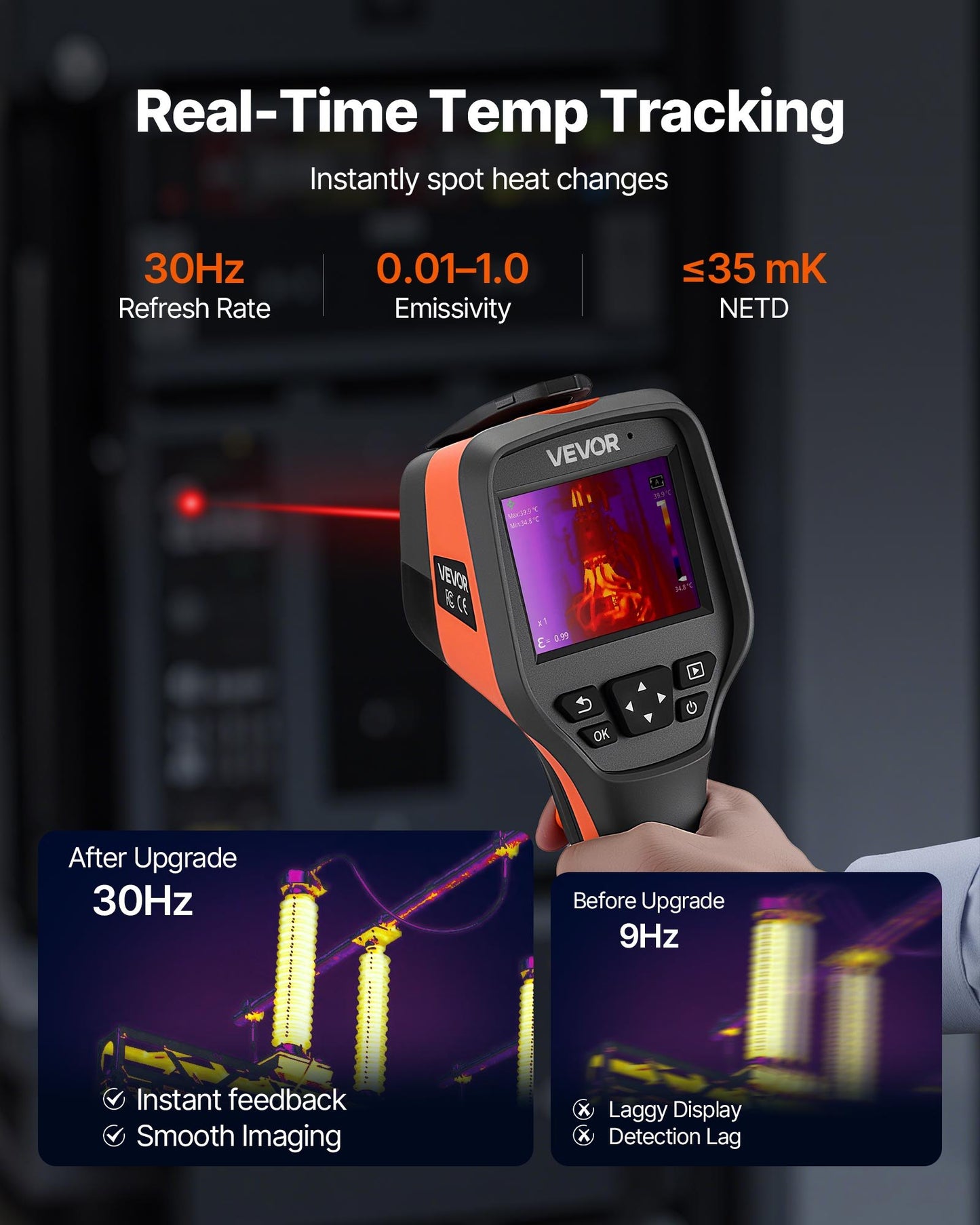 Thermal Camera, 384 x 288 IR Resolution, Handheld Thermal Imaging Camera with 5MP Visual Camera, 30HZ Refresh Rate Infrared Imager with 3.5-Inch Touch Screen, -4°F to 1022°F, WIFI Supported