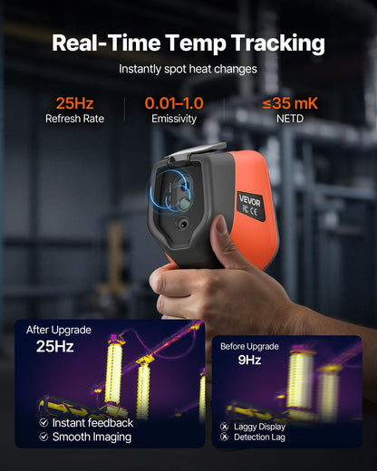 Thermal Camera, 256 x 192 IR Resolution, Handheld Thermal Imaging Camera with 2MP Visual Camera, 25HZ Refresh Rate Infrared Imager with 3.5-Inch Touch Screen, -4°F to 1022°F, WIFI Supported