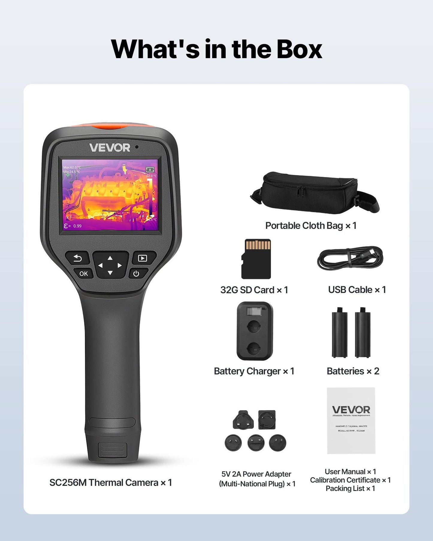 Thermal Camera, 256 x 192 IR Resolution, Handheld Thermal Imaging Camera with 2MP Visual Camera, 25HZ Refresh Rate Infrared Imager with 3.5-Inch Touch Screen, -4°F to 1022°F, WIFI Supported