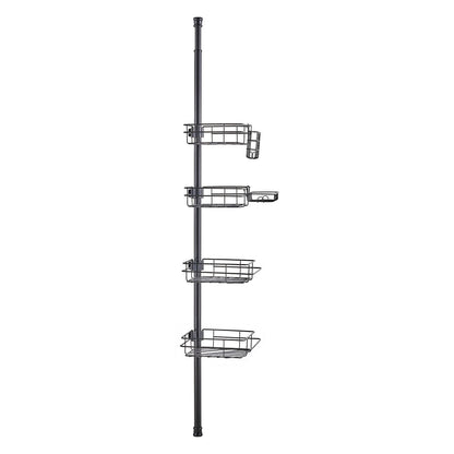 Shower Corner Caddy Tension Pole, 42" to 114" High, Multi-Functional Shower Tension Pole with Strong Load-Bearing Tray, Rust-Proof Easy-to-Install Tension Pole, Fit for Bathroom & Washroom