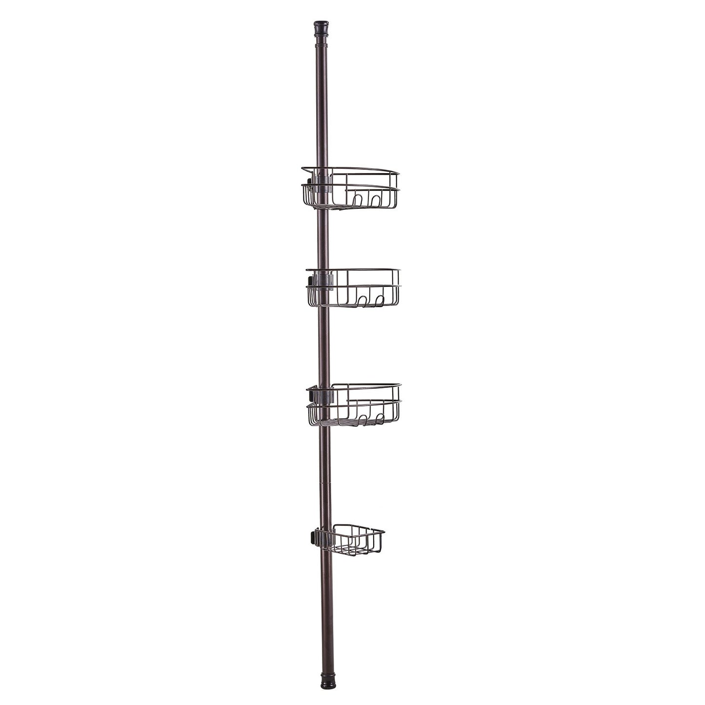 Shower Corner Caddy Tension Pole, 39" to 125" High, Multi-Functional Shower Tension Pole with Strong Load-Bearing Tray, Rust-Proof Easy-to-Install Tension Pole, Fit for Bathroom & Washroom