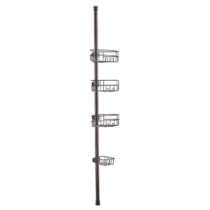 Shower Corner Caddy Tension Pole, 39" to 125" High, Multi-Functional Shower Tension Pole with Strong Load-Bearing Tray, Rust-Proof Easy-to-Install Tension Pole, Fit for Bathroom & Washroom