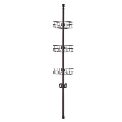 Shower Corner Caddy Tension Pole, 39" to 125" High, Multi-Functional Shower Tension Pole with Strong Load-Bearing Tray, Rust-Proof Easy-to-Install Tension Pole, Fit for Bathroom & Washroom