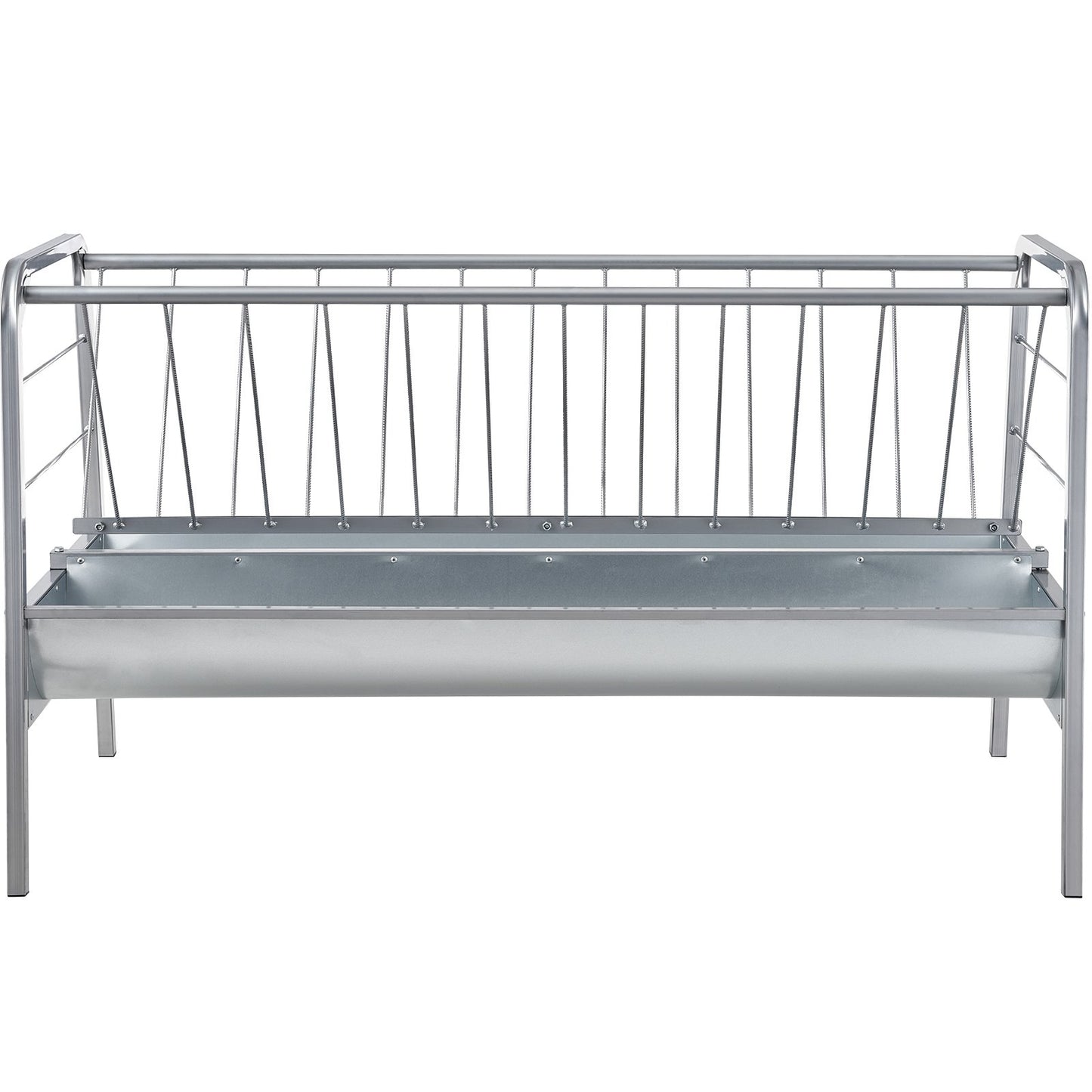 Livestock Hay Feeder, 2 in 1 Grain & Hay Feeder, 80-Gallon Capacity Pasture Feeder, 59" Long Goat Hay Feeder with Deeper Feeding Pan, Heavy Duty Steel Grain & Hay Holder for Sheep Farms Sheds