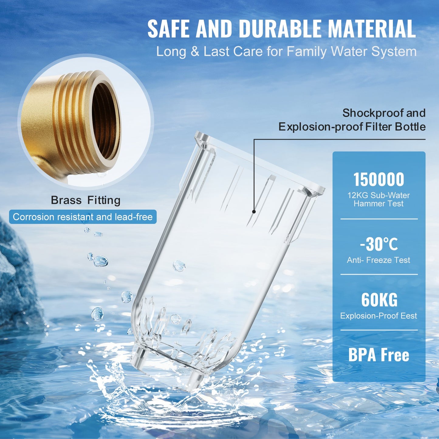 Spin Down Filter, 40 Micron + 30 Micron Fine Filtration, Whole House Sediment Filter for Well Water, 3/4"(1.9 cm) G-F + 1"(2.5 cm) G-M, 4 T/H High Flow Rate, for Whole House Water Filtration Systems