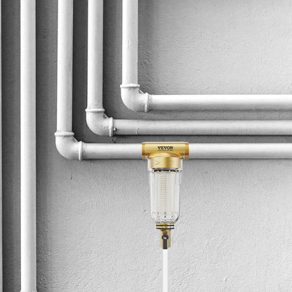 Spin Down Filter, 40 Micron + 30 Micron Fine Filtration, Whole House Sediment Filter for Well Water, 3/4"(1.9 cm) G-F + 1"(2.5 cm) G-M, 4 T/H High Flow Rate, for Whole House Water Filtration Systems