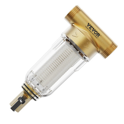 Spin Down Filter, 40 Micron + 30 Micron Fine Filtration, Whole House Sediment Filter for Well Water, 3/4"(1.9 cm) G-F + 1"(2.5 cm) G-M, 4 T/H High Flow Rate, for Whole House Water Filtration Systems