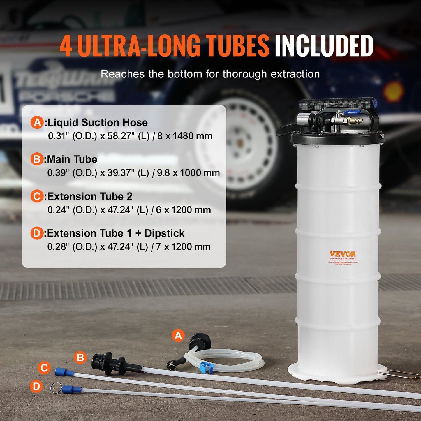 Fluid Extractor, 1.74 Gallons (6.5 Liters), Pneumatic/Manual Oil Changer Vacuum Fluid Extractor with Dipstick and Suction Hose, Oil Extractor Change Pump for Automotive Fluids Vacuum Evacuation