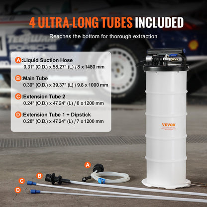 Fluid Extractor, 1.74 Gallons (6.5 Liters), Pneumatic/Manual Oil Changer Vacuum Fluid Extractor with Dipstick and Suction Hose, Oil Extractor Change Pump for Automotive Fluids Vacuum Evacuation