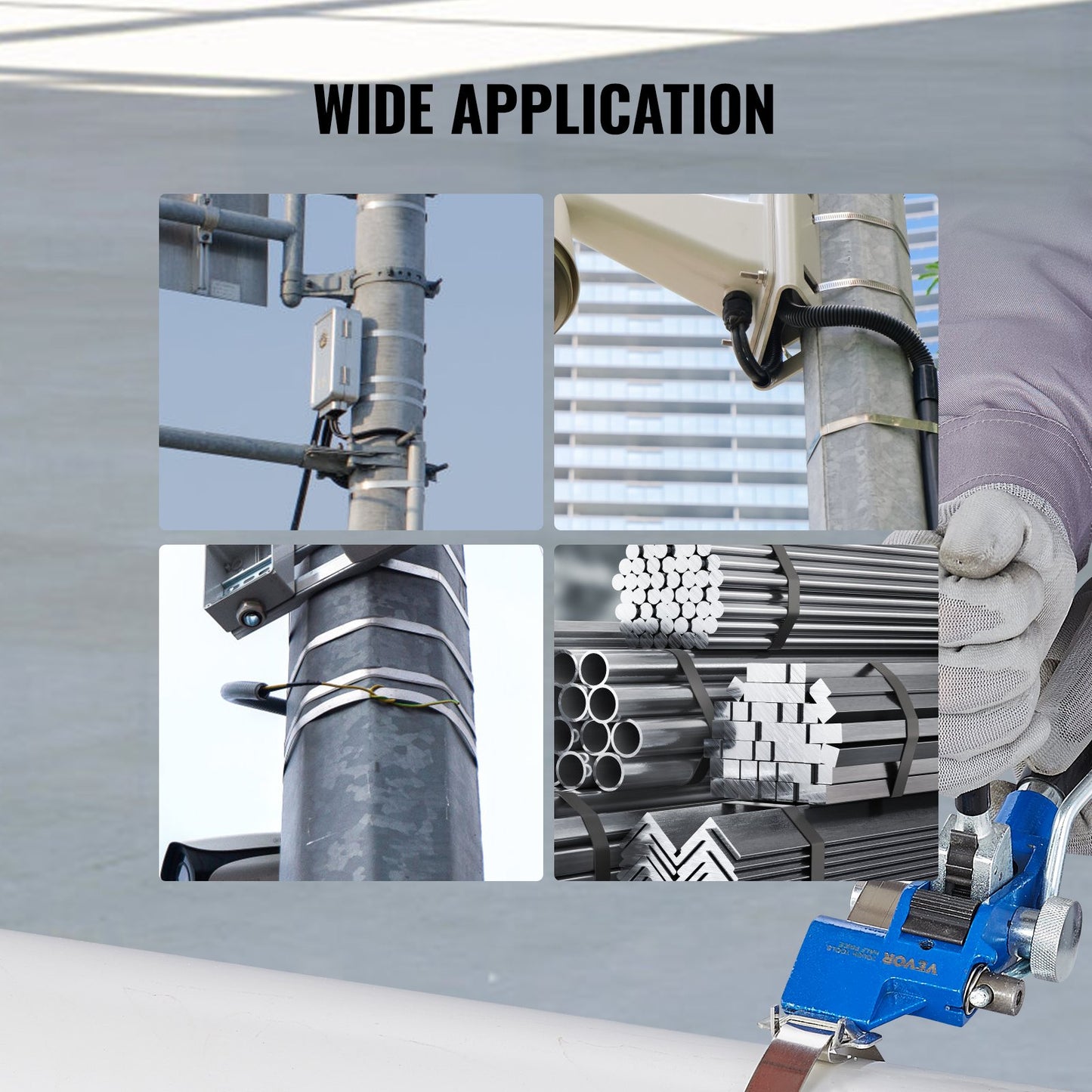 Banding Strapping Kit with Strapping Tensioner Tool, 100 ft Length 304 Stainless Steel Banding, 100 Metal Seals, Pallet Packaging Strapping Banding Kit, Banding Packaging Strapping for Packing