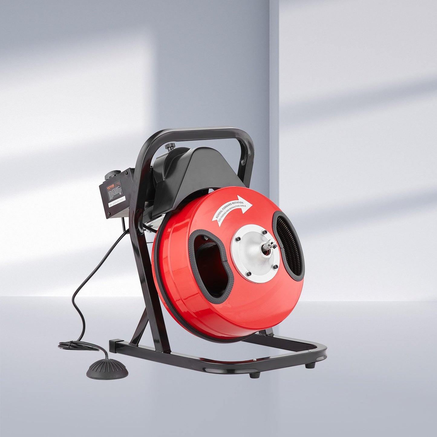 Drain Cleaner Machine 50FT x 1/2 Inch, Manual Feed Sewer Snake Auger - with 4 Cutters & Air-activated Foot Switch for 2" to 4" Pipes