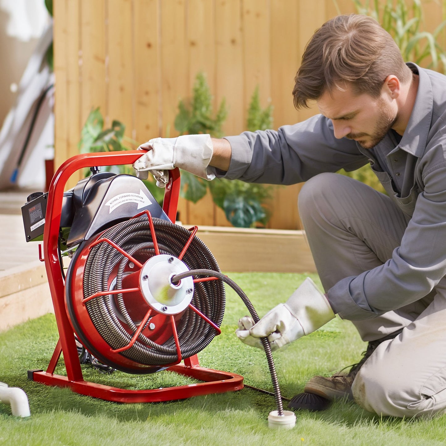 Rohrreinigungsmaschine 75 Fuß x 1/2 Zoll, manuelle Rohrreinigungsspirale, 370 W elektrische Rohrreinigungsmaschine mit 4 Schneidwerkzeugen und pneumatischem Fußschalter für 2" bis 4" Rohre