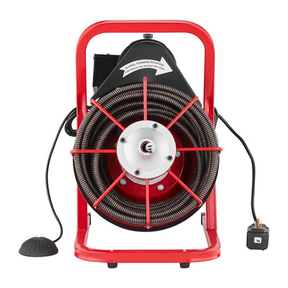 Rohrreinigungsmaschine 75 Fuß x 1/2 Zoll, manuelle Rohrreinigungsspirale, 370 W elektrische Rohrreinigungsmaschine mit 4 Schneidwerkzeugen und pneumatischem Fußschalter für 2" bis 4" Rohre