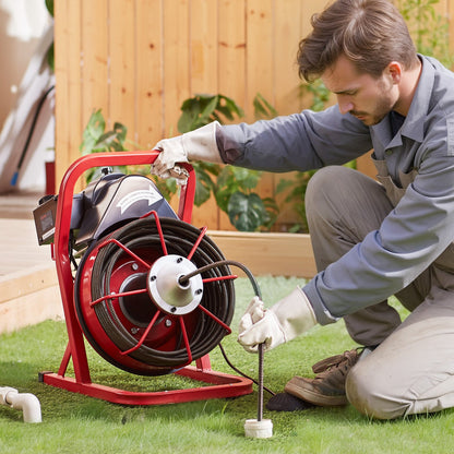 Drain Cleaner Machine Drain Auger 2286 cm x 9.5 mm Manual Feed & 4 Cutters