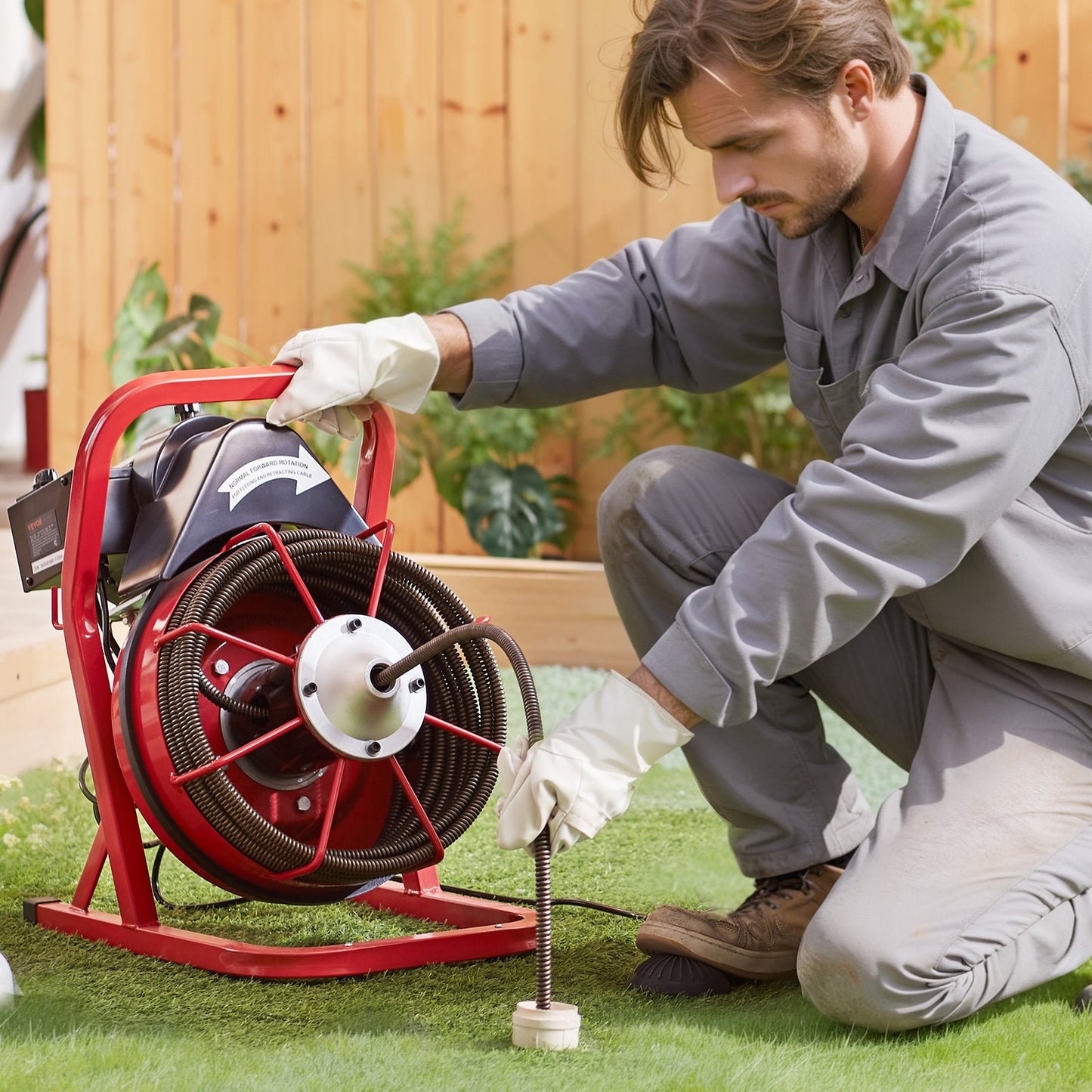 Drain Cleaner Machine 50FT x 1/2 Inch, Sewer Snake Auger Manual Feed, 250W Electric Drain Cleaning Machine with 4 Cutters & Air-activated Foot Switch for 2" to 4" Pipes
