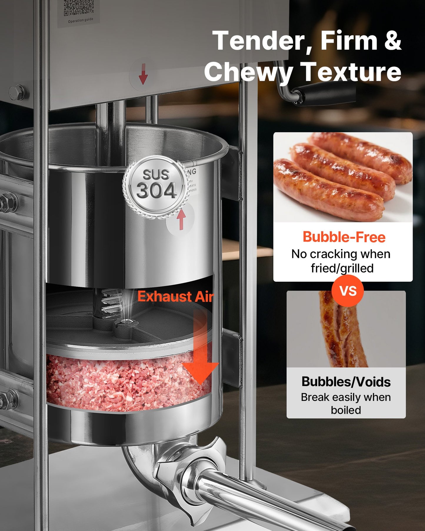 Manual Sausage Stuffer, 22 LBS / 10 L Vertical Meat Stuffer, Dual-Speed Sausage Casing Meat Filling Machine, Stainless Steel Heavy Duty Filler with 5 Stuffing Tubes, for Commercial & Home Use