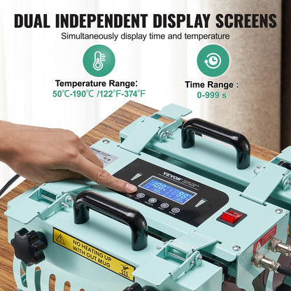 Tassenpresse mit 2 Heizstationen, 311,8–850,5 g, für Sublimationsdruck
