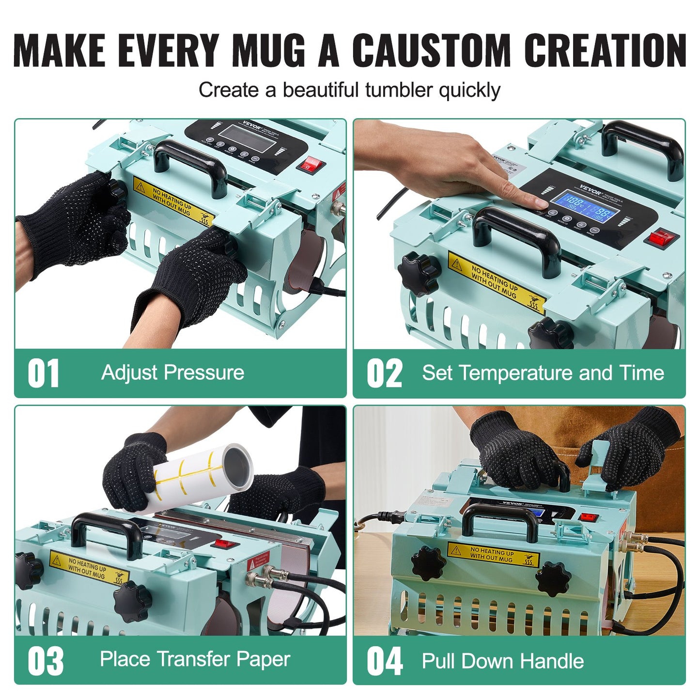 Tassenpresse mit 2 Heizstationen, 311,8–850,5 g, für Sublimationsdruck