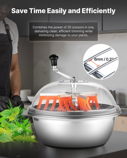 Bud Leaf Bowl Trimmer, 490 mm Manual Bud Trimmer, with Sharp Stainless Steel Blades, Visual Cutting, Wet & Dry Hydroponic Cutting Machine, Twisted Spin Cut for Plants Leaves Buds Flowers
