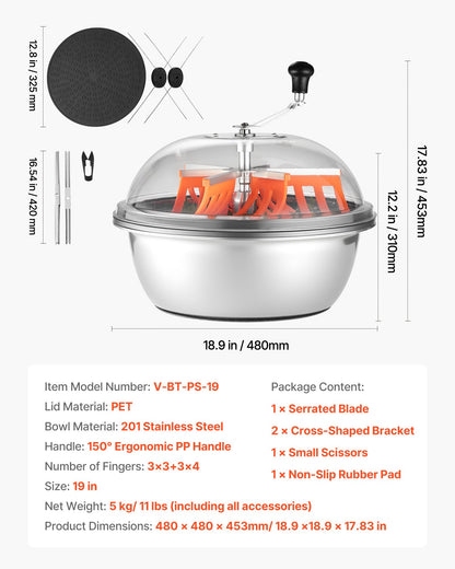 Bud Leaf Bowl Trimmer, 490 mm Manual Bud Trimmer, with Sharp Stainless Steel Blades, Visual Cutting, Wet & Dry Hydroponic Cutting Machine, Twisted Spin Cut for Plants Leaves Buds Flowers