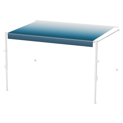 Manual RV Awning Complete Kit, 18' Retractable Awning with Aluminum Alloy Frame, Outdoor Trailer Awning, Fit for Most RVs(Blue Fade)