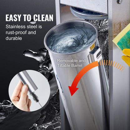 Manuelle Wurstfüllmaschine, 7 l / 15 lbs, vertikale Wurstmaschine, Fleischfüller mit zwei Geschwindigkeiten, aus lebensmittelechtem Edelstahl 304, inklusive 5 Füllrohren, für Privatküche, Restaurant und Gewerbe