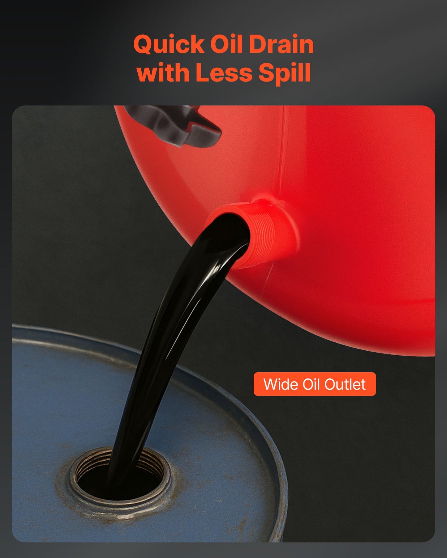 30L Waste Oil Drain Tank, Industrial Fluid Drain Tank with Adjustable Funnel Height, Portable Oil Drainer with Wheels, Fluid Fuel Transfer Drainage for Auto Repair Shops, Garages, Red