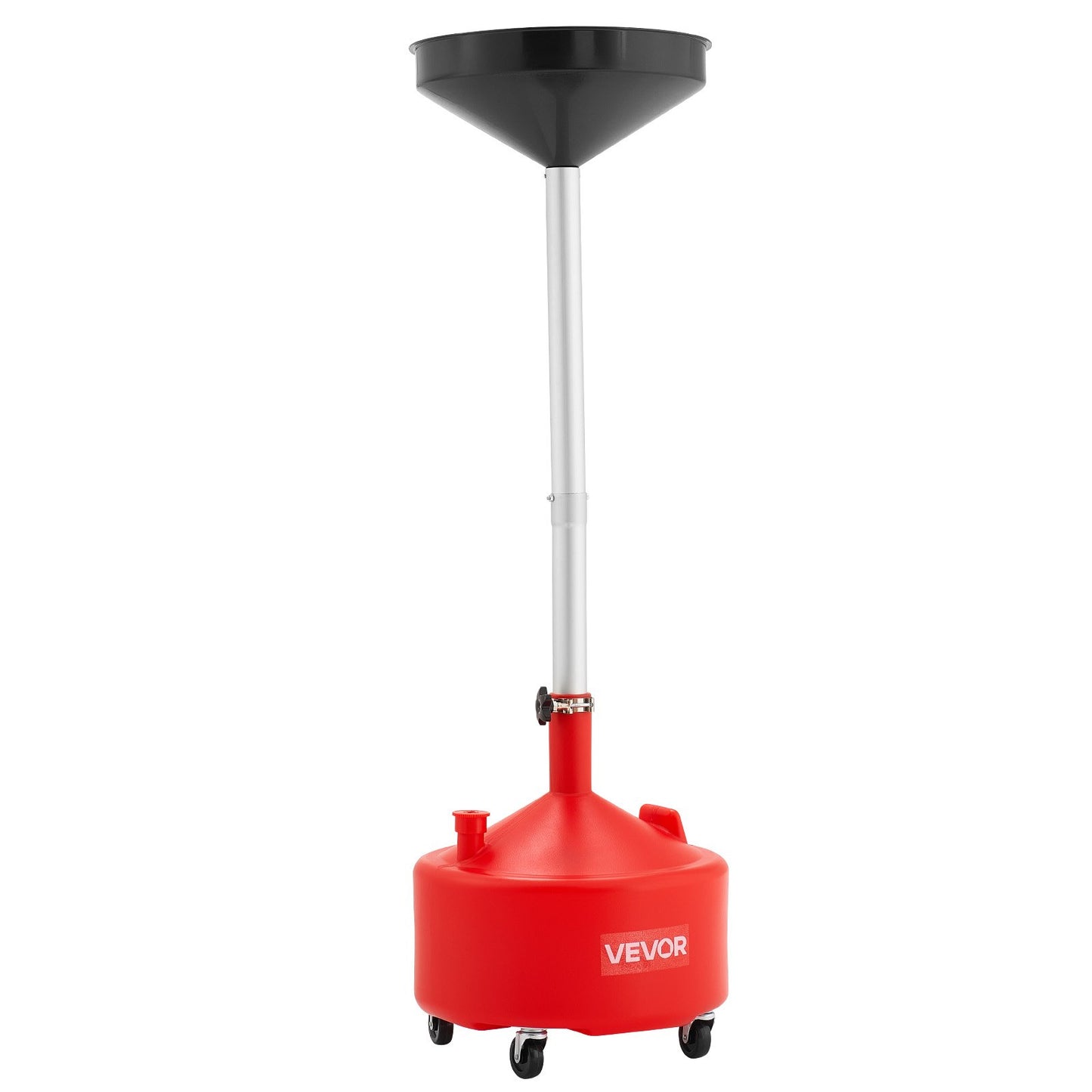 30L Waste Oil Drain Tank, Industrial Fluid Drain Tank with Adjustable Funnel Height, Portable Oil Drainer with Wheels, Fluid Fuel Transfer Drainage for Auto Repair Shops, Garages, Red