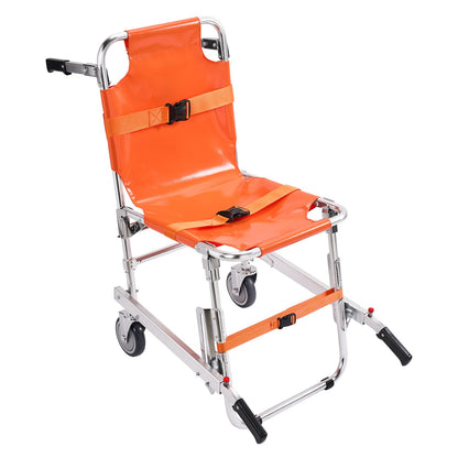 EMS Stair Chair, 159 kg Load Capacity, Foldable Aluminum Emergency Stair Climbing Wheelchair with 2 Wheels, Portable Stair Lift Chair Ambulance Firefighter Evacuation Use for Elderly, Disabled