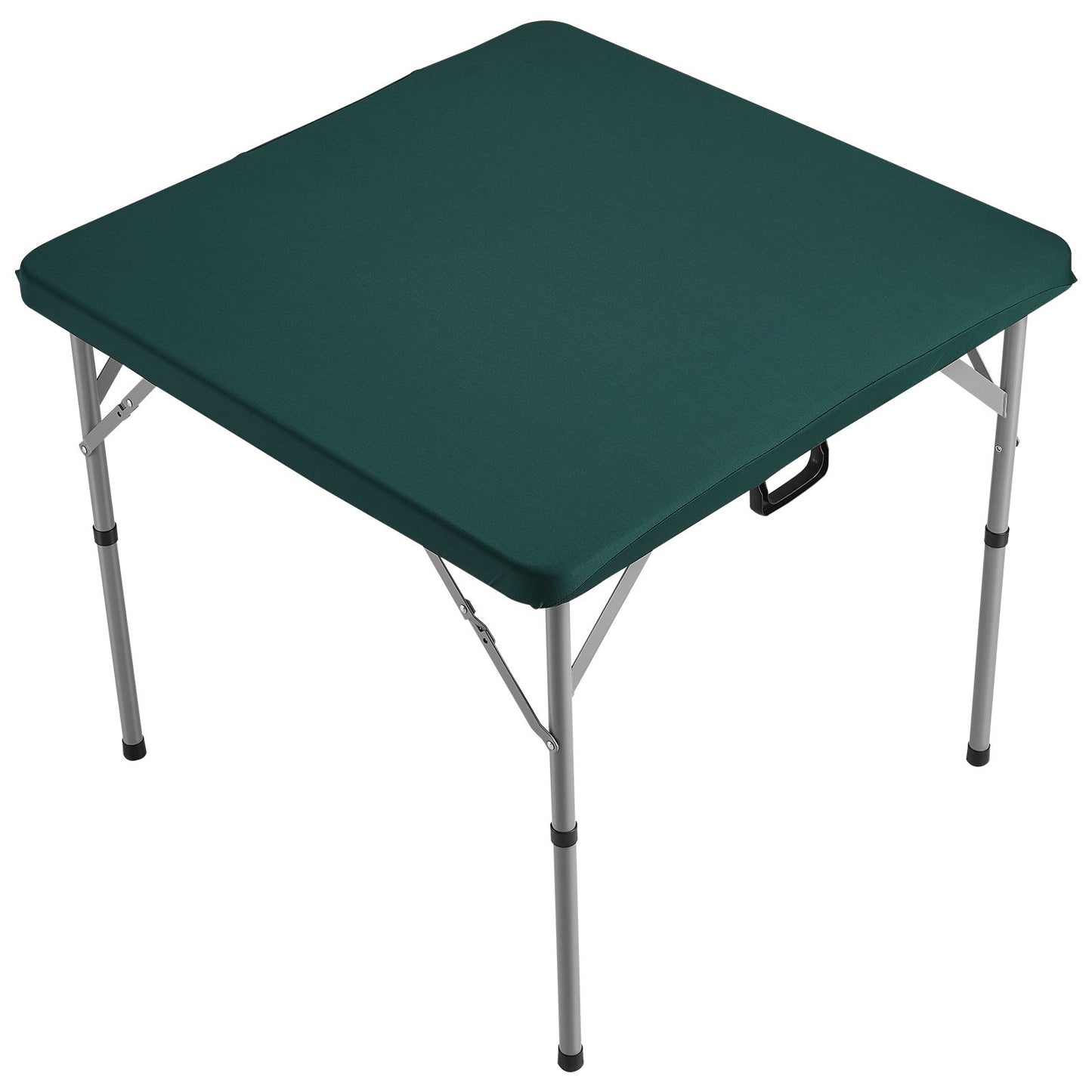 Mahjong Table, Fold-in-Half 4 Player Card Table with Wear-Resistant Green Tabletop, Portable Bi-Folding Square Domino Table with Carrying Handle for Outdoor Camping Picnic Party, 34 x 34-inch