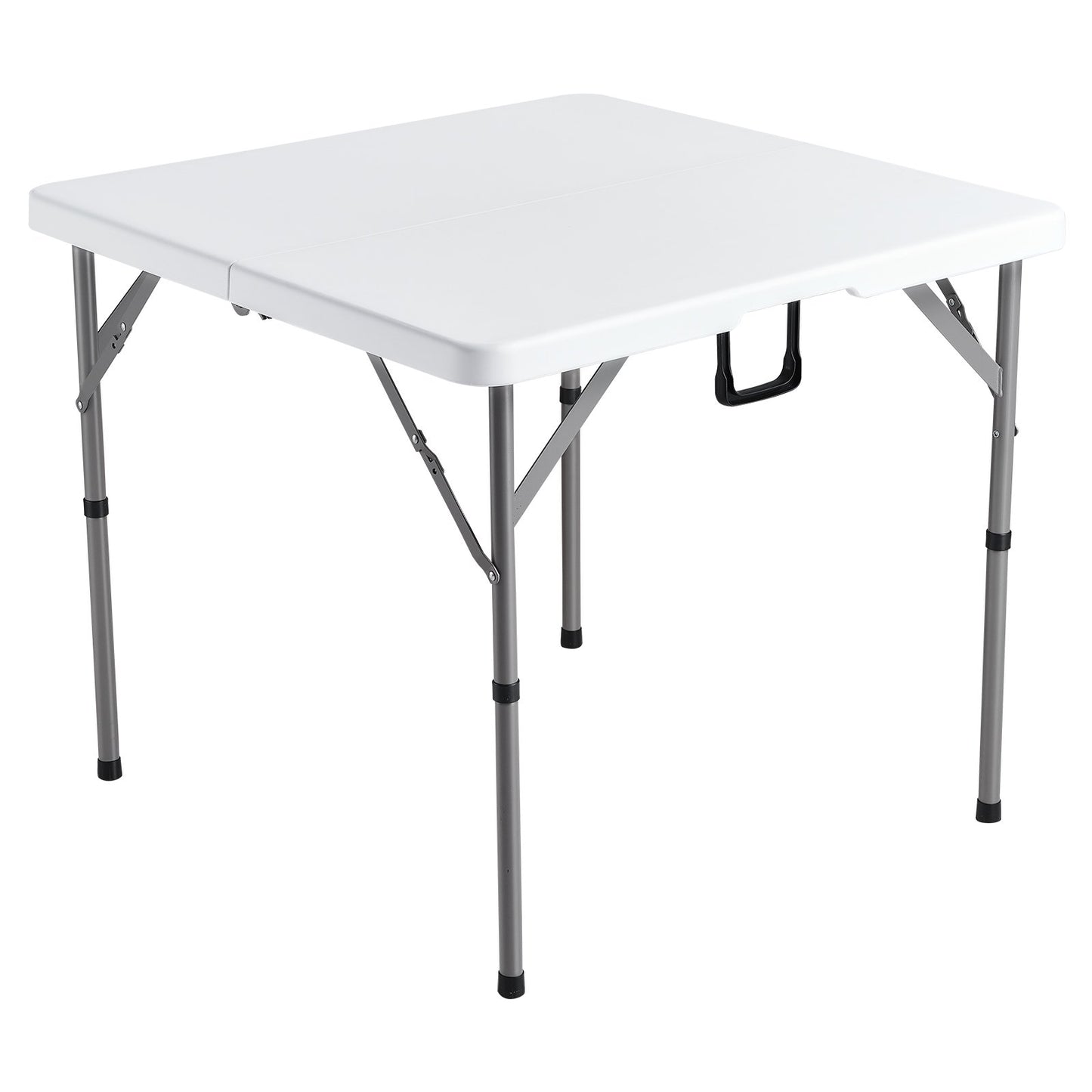 Mahjong Table, Fold-in-Half 4 Player Card Table with Wear-Resistant Green Tabletop, Portable Bi-Folding Square Domino Table with Carrying Handle for Outdoor Camping Picnic Party, 34 x 34-inch