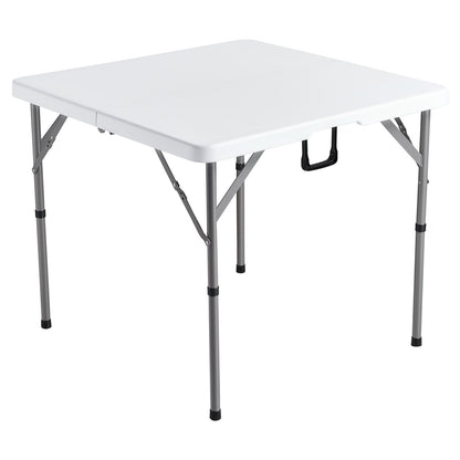 Mahjong Table, Fold-in-Half 4 Player Card Table with Wear-Resistant Green Tabletop, Portable Bi-Folding Square Domino Table with Carrying Handle for Outdoor Camping Picnic Party, 34 x 34-inch