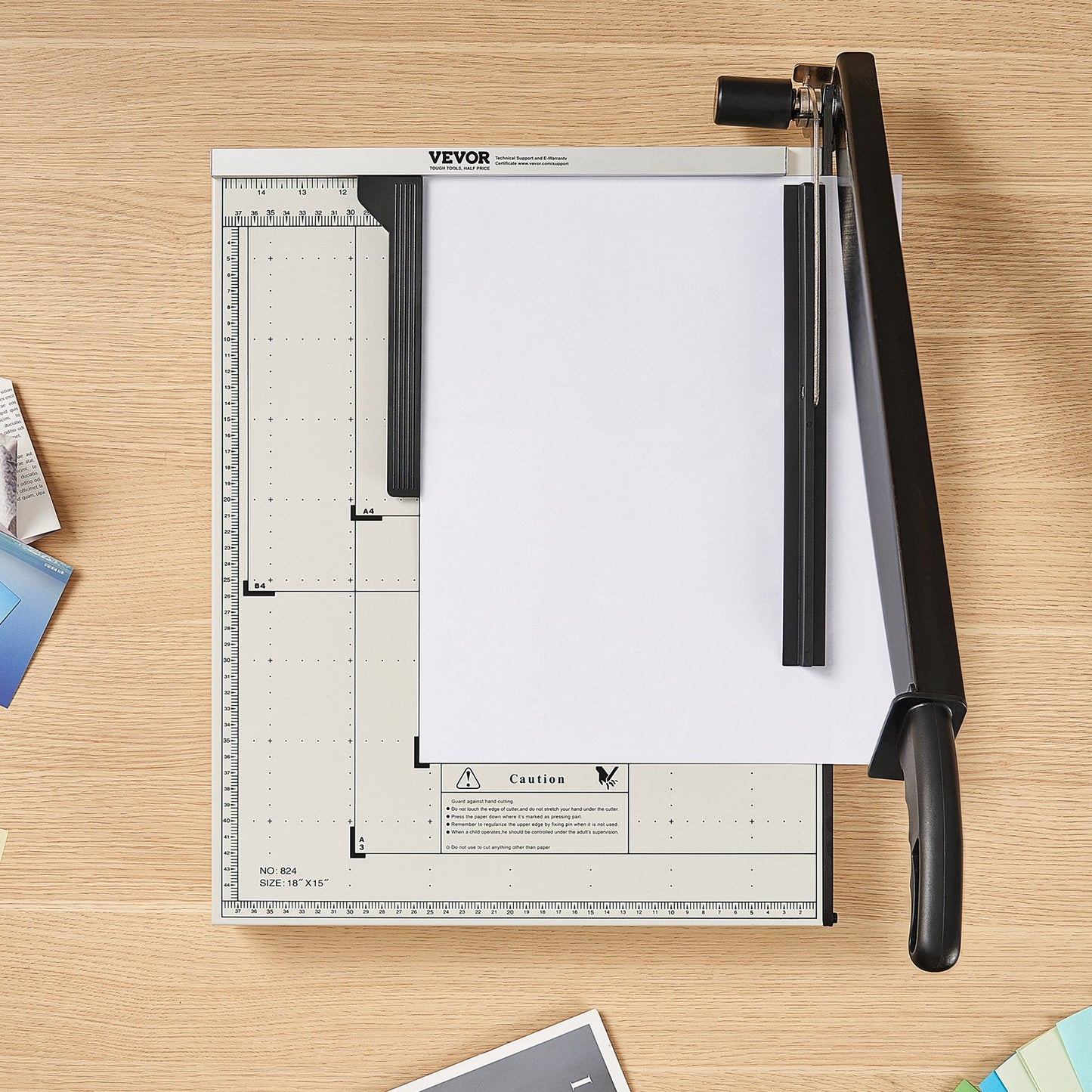 Paper Cutter, Guillotine Trimmer, 457.2 mm Cut Length, 20 Sheets Capacity, Heavy Duty Guillotine Paper Cutter with Guard Rail/Blade Lock for Cardstock/Cardboard, Paper Trimmer for Home Office School