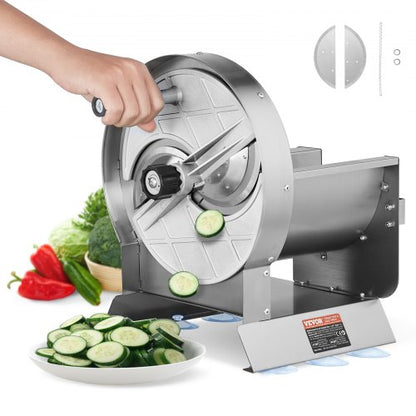Manual Vegetable Fruit Slicer, 0-0.5"/0-12mm Thickness Adjustable Commercial Slicer Machine, Stainless Steel Food Cutter Slicing Machine with 2 Spare Blades, for Potato, Cucumber, Lemon, Tomato