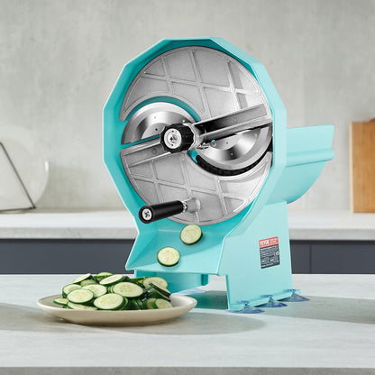 Manual Vegetable Fruit Slicer, 0-0.5"/0-12mm Thickness Adjustable Commercial Slicer Machine, Double Feed Ports, Stainless Steel Blade Food Cutter Slicing Machine for Cucumber, Lemon, Tomato