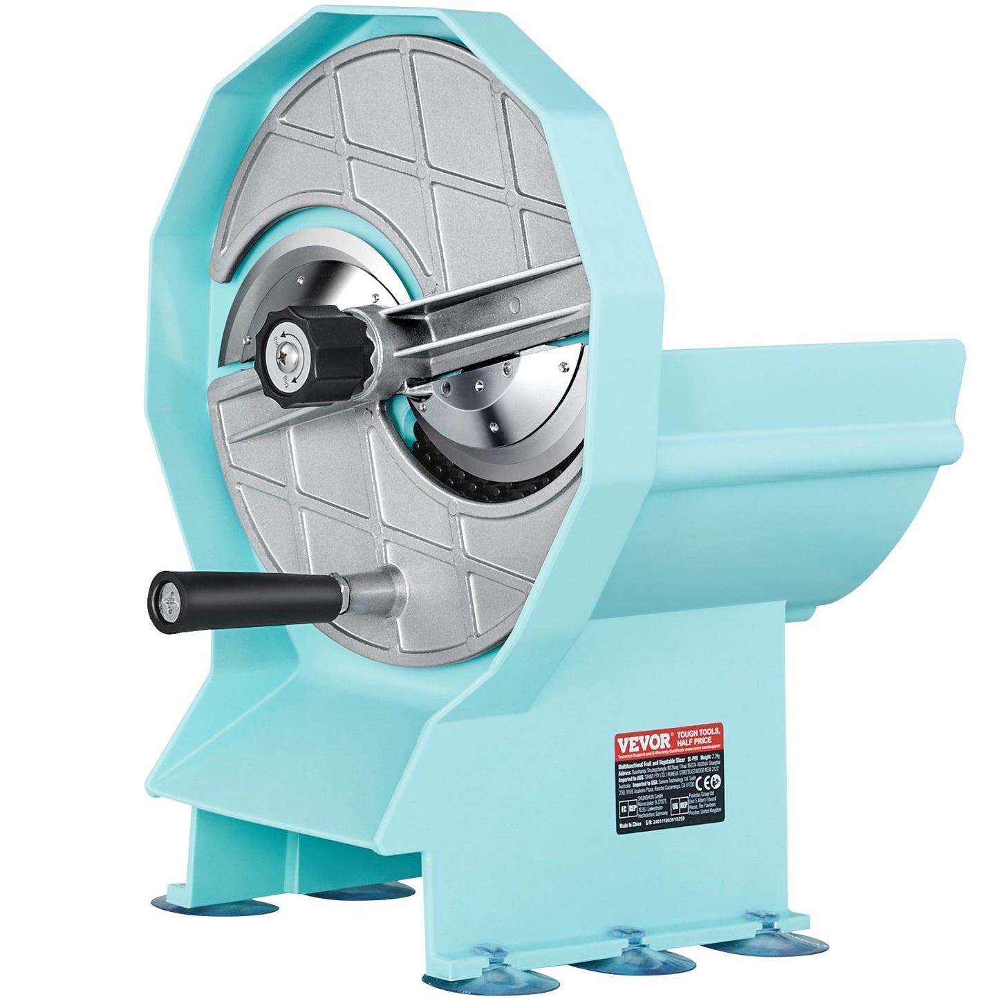 Manual Vegetable Fruit Slicer, 0-0.5"/0-12mm Thickness Adjustable Commercial Slicer Machine, Double Feed Ports, Stainless Steel Blade Food Cutter Slicing Machine for Cucumber, Lemon, Tomato