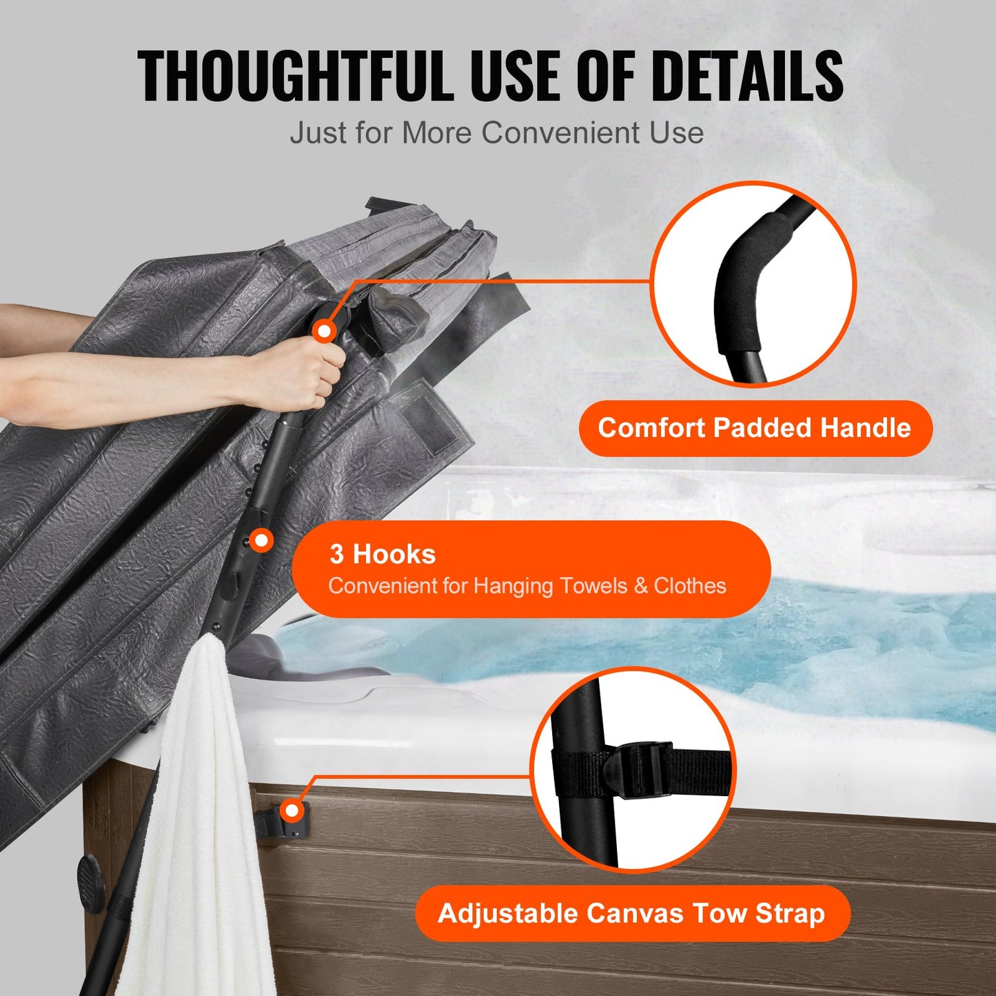 Hot Tub Cover Lift, Spa Cover Lift, Height 31.5" - 41.3" Width 53" - 92.5" Adjustable, Installed at the Bottom on One Side, Suitable for Various Sizes of Rectangular Bathtubs, Hot Tubs, Spa