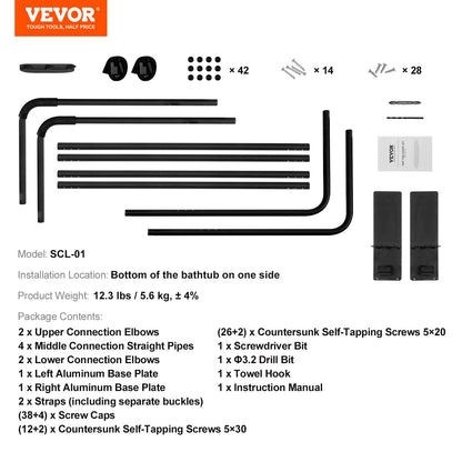 Hot Tub Cover Lift, Spa Cover Lift, Height 31.5" - 41.3" Width 53" - 92.5" Adjustable, Installed at the Bottom on One Side, Suitable for Various Sizes of Rectangular Bathtubs, Hot Tubs, Spa