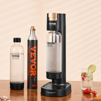 Sprudelwasser-Set, Sodamaschine für zu Hause, Starterset mit 2 BPA-freien 1-Liter-PET-Flaschen, CO₂-Zylinder, kompatibel mit gängigen 60-Liter-CO₂-Schraubzylindern