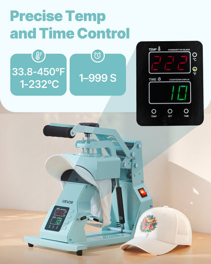 Mützen-Transferpresse mit 2 austauschbaren Heizplatten, präziser Temperatur- und Zeitsteuerung, geeignet für Bügelfolien und Sublimationsprojekte, für Mützen, Stirnbänder, Manschetten, Gesichtsmasken, Grün