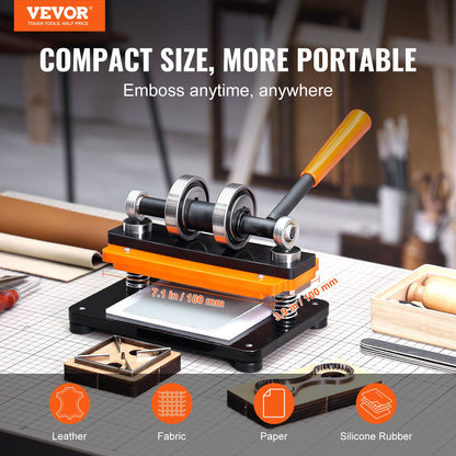 Lederschneidemaschine, manuelle Stanzmaschine für Prägeplatten (18 x 10 cm), Lederprägemaschine mit 1,2 cm Hub, Stanzmaschine mit zwei Führungswellen für verschiedene Materialien