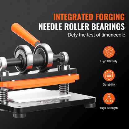 Lederschneidemaschine, manuelle Stanzmaschine für Prägeplatten (18 x 10 cm), Lederprägemaschine mit 1,2 cm Hub, Stanzmaschine mit zwei Führungswellen für verschiedene Materialien